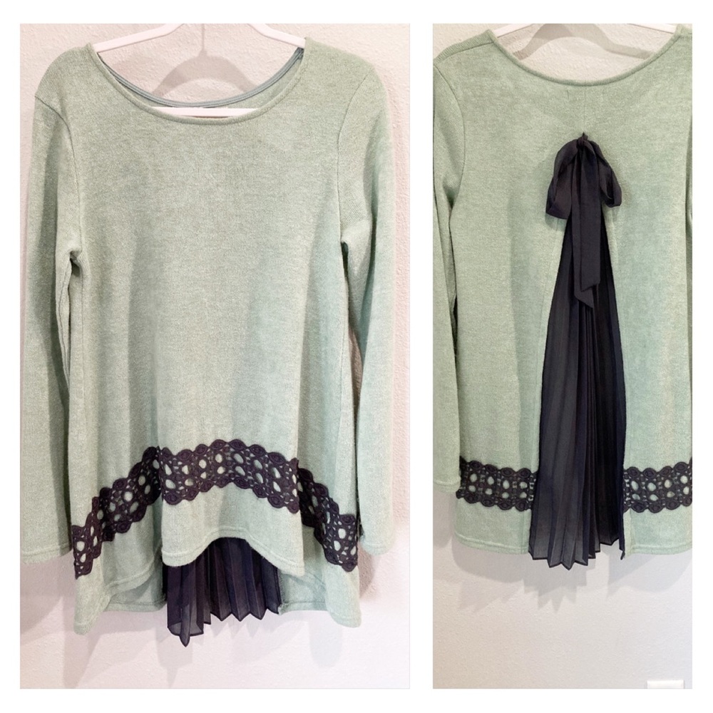 A’reve Embroidered Cottagecore Boho Lace Back Pastel Oversized Tunic